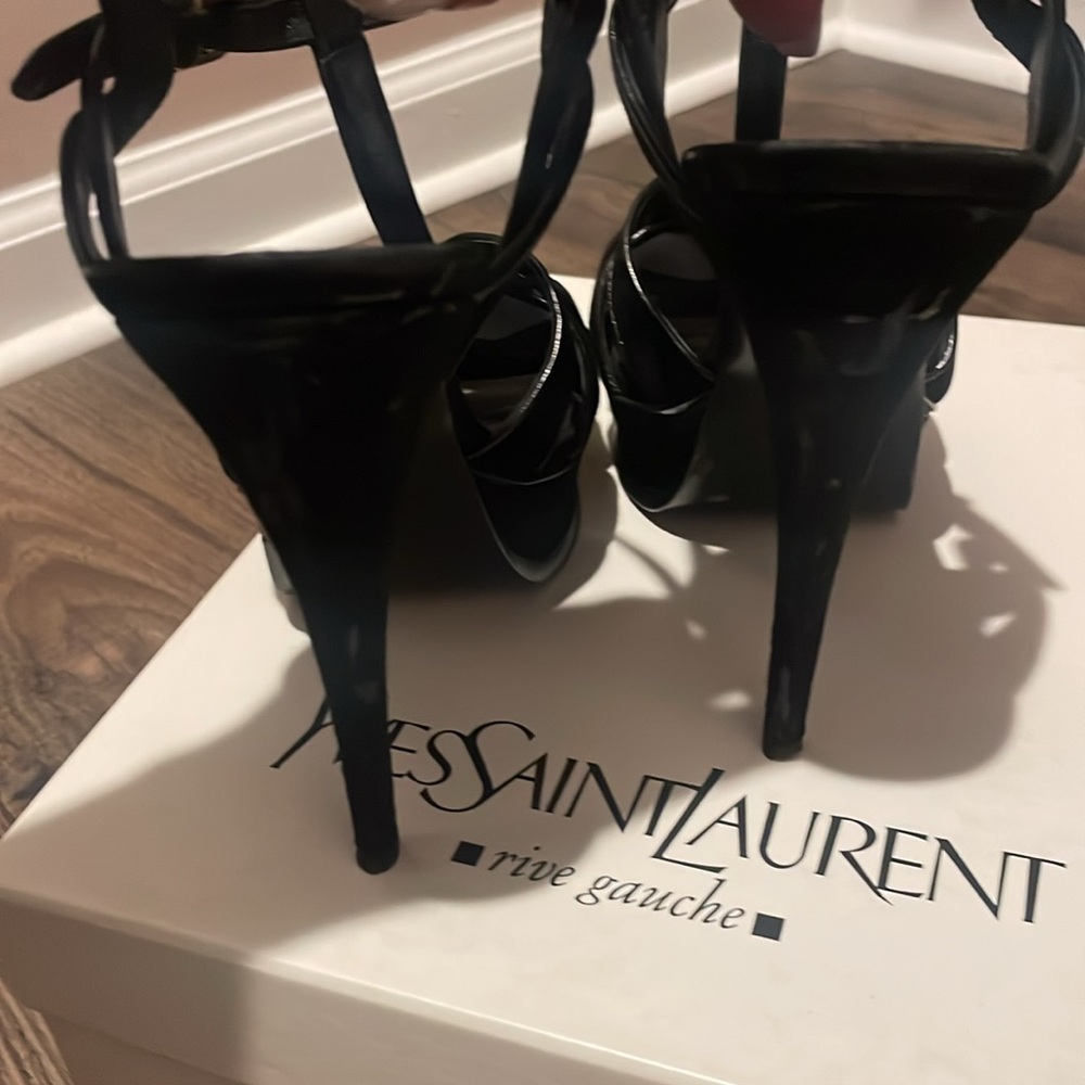 Saint Laurent Tribute Black Platform Heels Sandals size 41, usa 10 - Picture 9 of 16